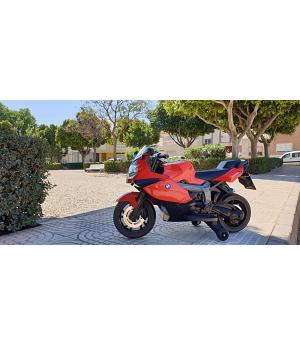 MOTO PARA NIÑOS 12V BMW K1300S ROJA, RUEDAS DE GOMA, R2098R. 3 A 8 años